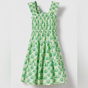 Zara Girls Flower Smocked Elasticized Tiered Tank Dress Sun Retro 6